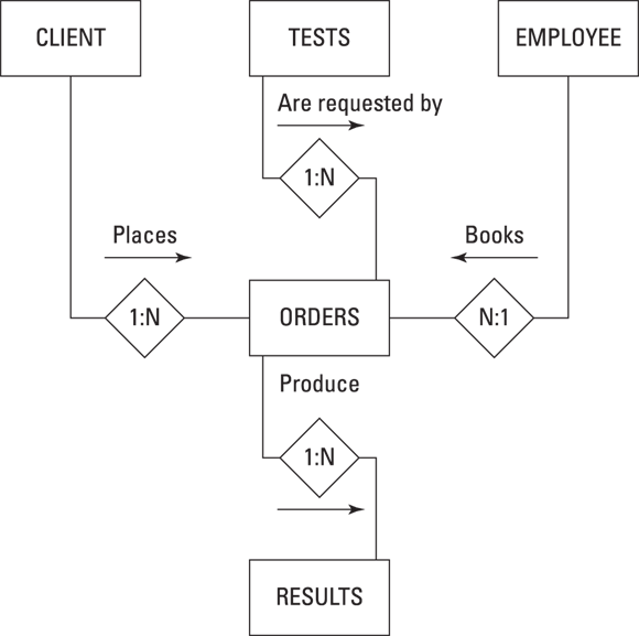 Diagram illustrating the relationship between the VetLab database tables and links.